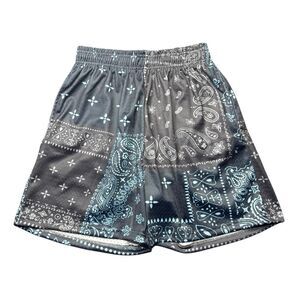 NWOT Aslyum Men’s L Athletic Shorts Blue Black Gray with Pockets